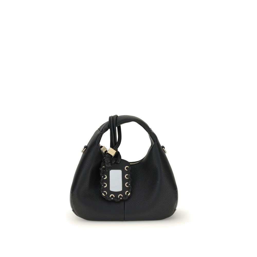 Ganni Schwarze Handtasche aus recyceltem Polyester