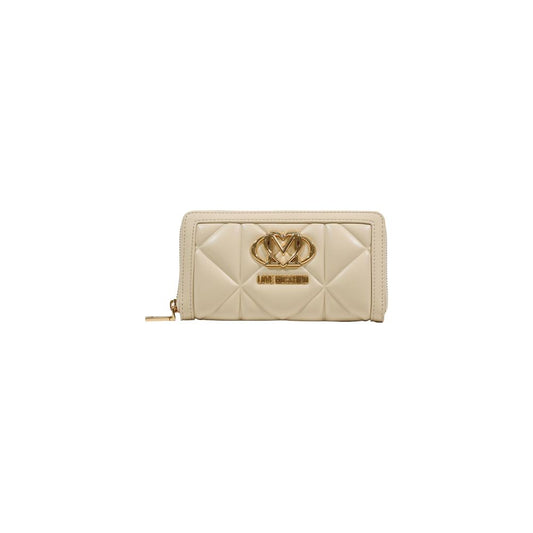 Love Moschino Creme Kunstleder-Portemonnaie