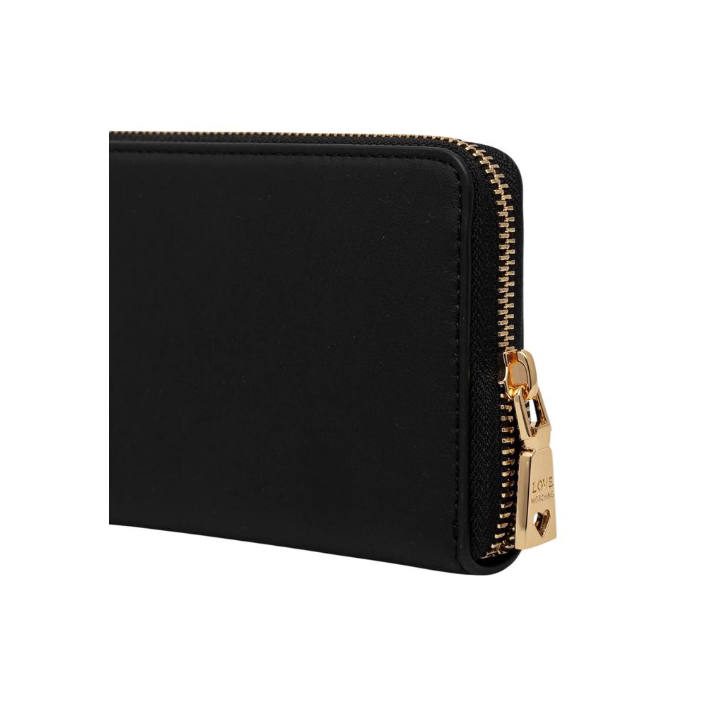 Love Moschino Schwarzes Portemonnaie aus Polyethylen
