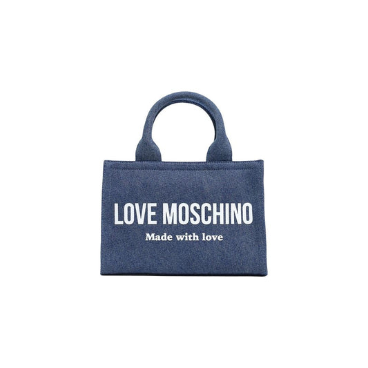 Love Moschino Blaue Baumwoll-Handtasche