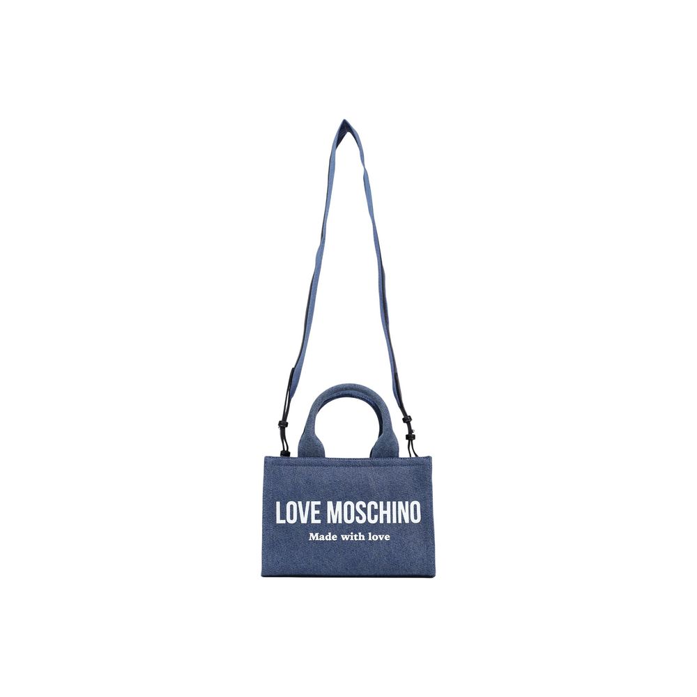 Love Moschino Blaue Baumwoll-Handtasche