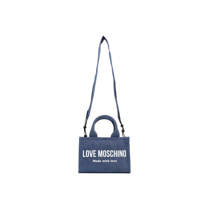 Love Moschino Blaue Baumwoll-Handtasche