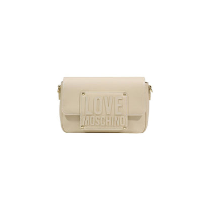 Love Moschino Cremefarbene Handtasche aus Polyethylen