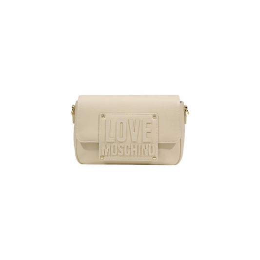 Love Moschino Cremefarbene Handtasche aus Polyethylen