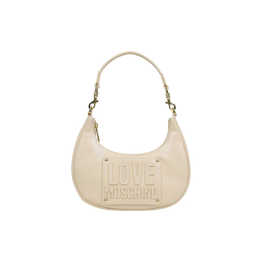 Love Moschino Cremefarbene Handtasche aus Polyethylen
