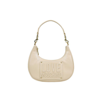 Love Moschino Cremefarbene Handtasche aus Polyethylen