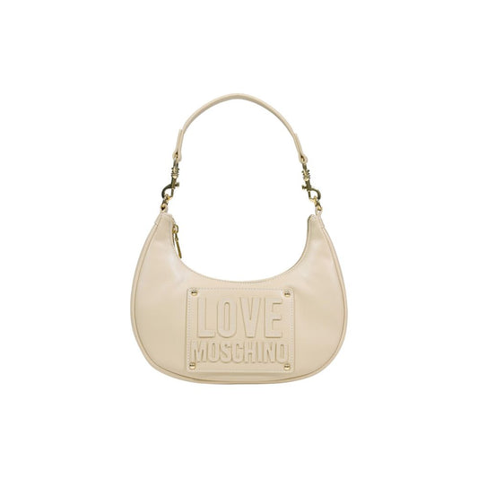 Love Moschino Cremefarbene Handtasche aus Polyethylen