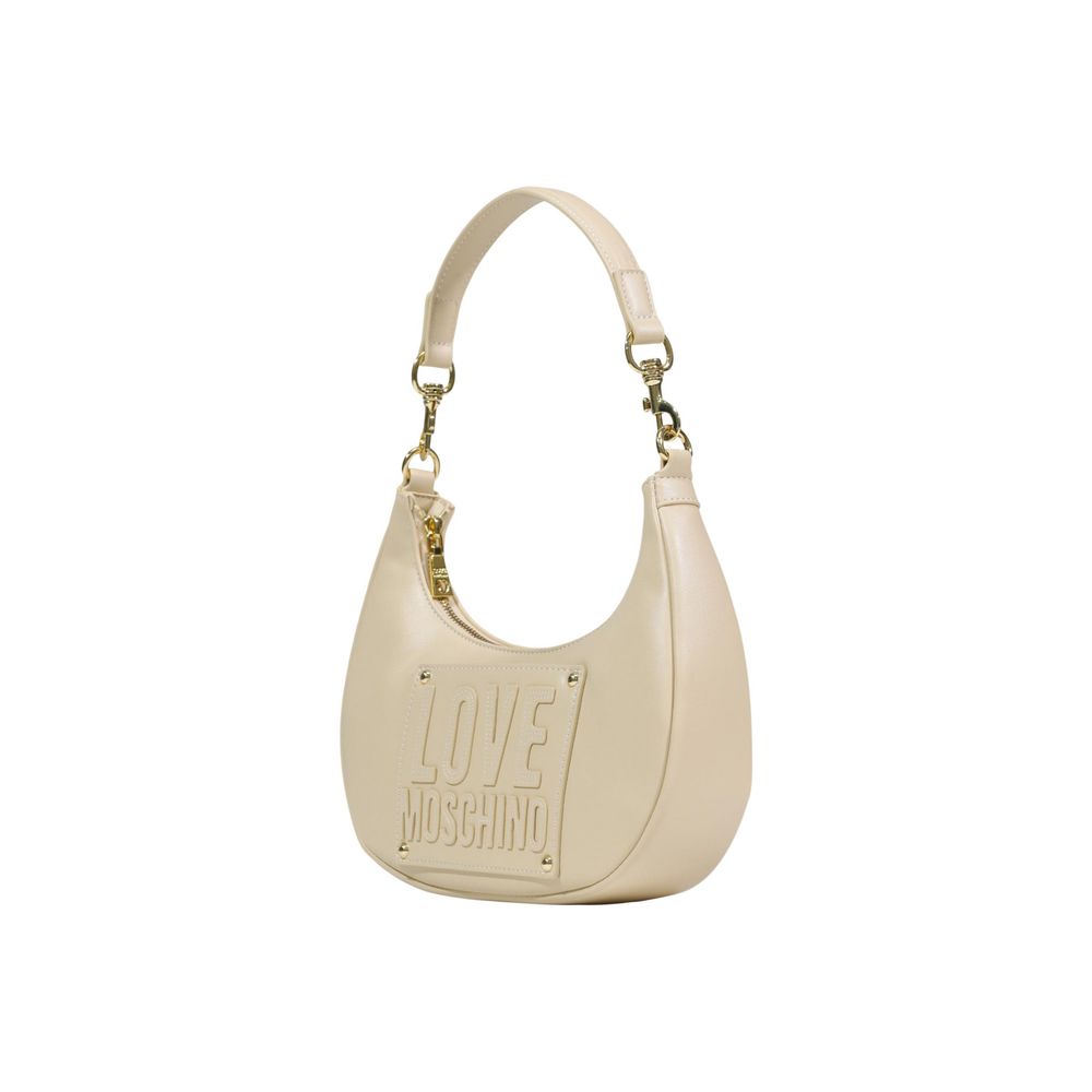 Love Moschino Cremefarbene Handtasche aus Polyethylen