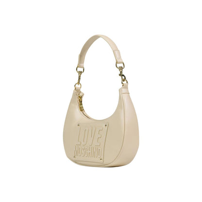 Love Moschino Cremefarbene Handtasche aus Polyethylen