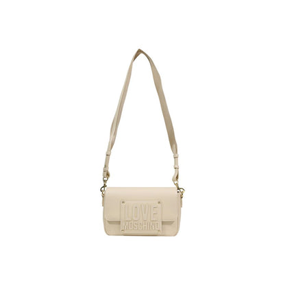 Love Moschino Cremefarbene Handtasche aus Polyethylen