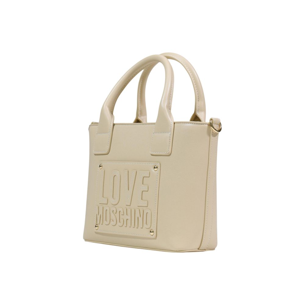 Love Moschino Cremefarbene Handtasche aus Polyethylen