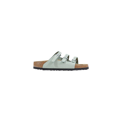 Birkenstock Grüne Ledersandalen mit flachem Absatz