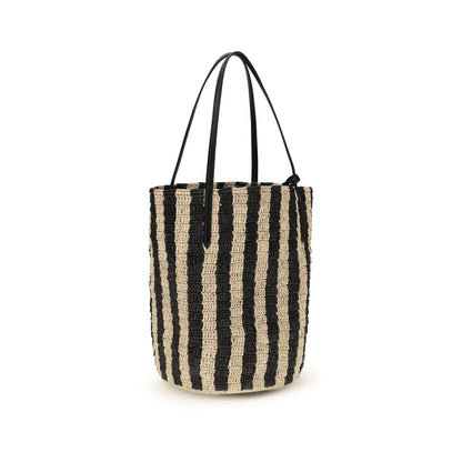 Valentino Garavani Schwarze Raffia-Eimer-Tasche