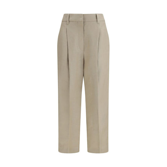 Brunello Cucinelli Beige Leinen Freizeithose