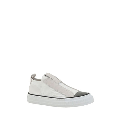 Brunello Cucinelli Weiße Low-Top-Sneaker aus Nylon