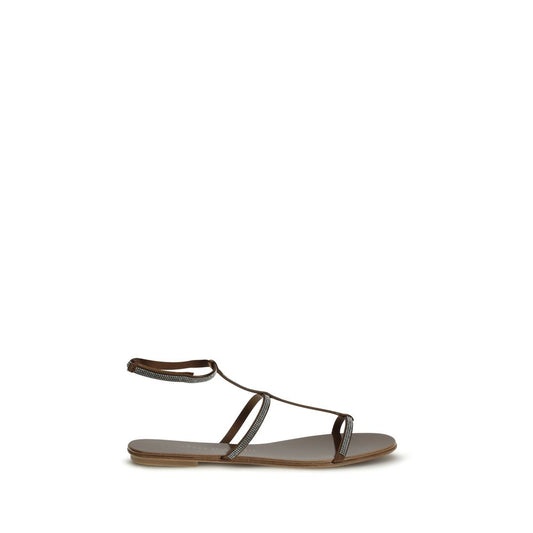 Pedro García Braune Bos Taurus Kalbsleder-Sandalen mit Riemenverschluss