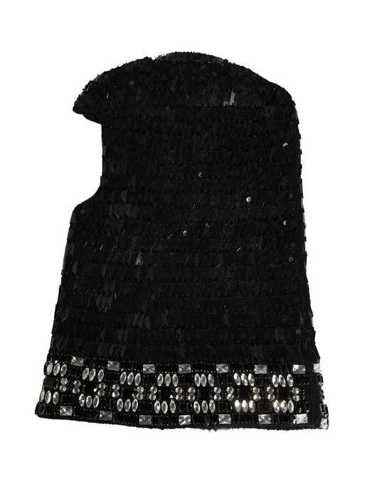 Dolce & Gabbana Black Crystal-Embellished Virgin Wool Glass Hat