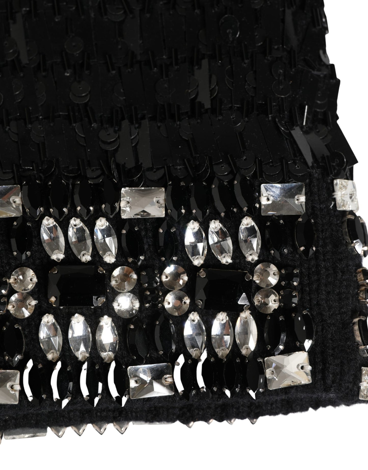 Dolce & Gabbana Schwarze Woll-Sturmhaube mit Kristallbesatz