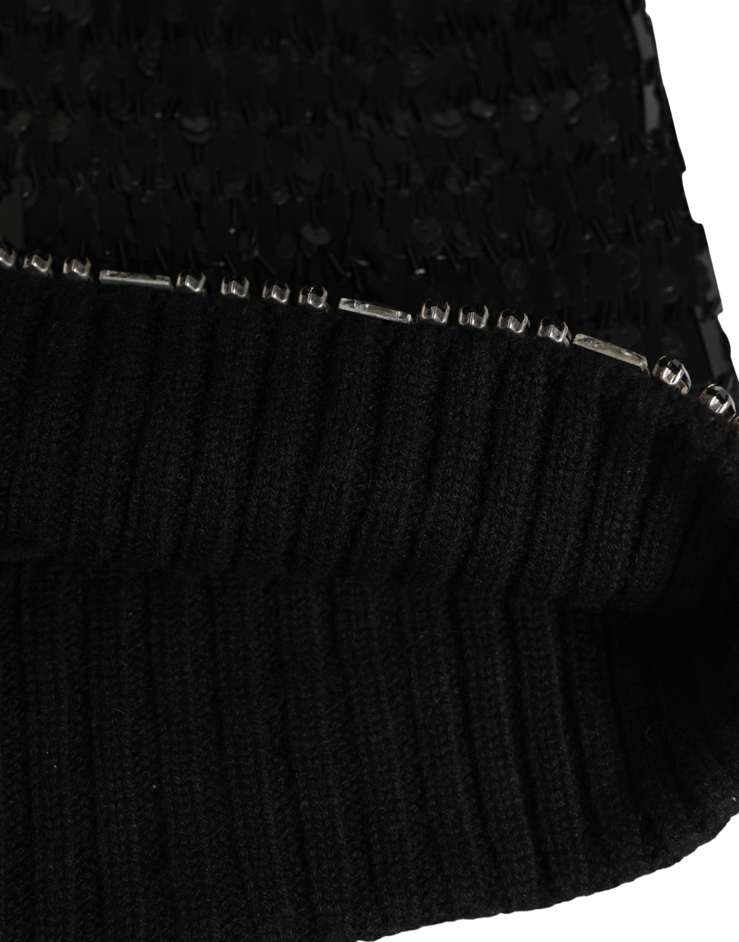 Dolce & Gabbana Schwarze Woll-Sturmhaube mit Kristallbesatz