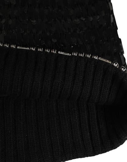 Dolce & Gabbana Schwarze Woll-Sturmhaube mit Kristallbesatz