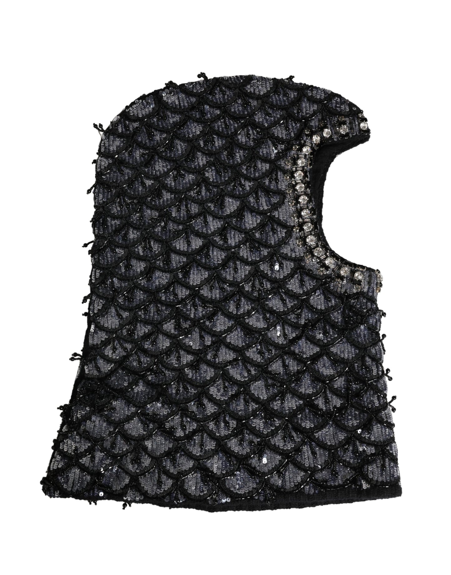 Dolce & Gabbana Schwarze Woll-Sturmhaube mit Kristallbesatz