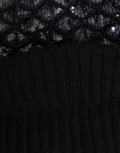 Dolce & Gabbana Schwarze Woll-Sturmhaube mit Kristallbesatz