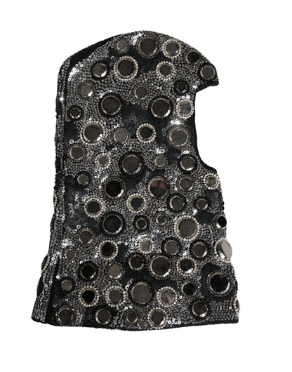 Dolce & Gabbana Schwarze Woll-Sturmhaube mit Kristallbesatz