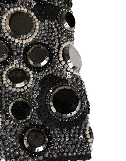 Dolce & Gabbana Schwarze Woll-Sturmhaube mit Kristallbesatz