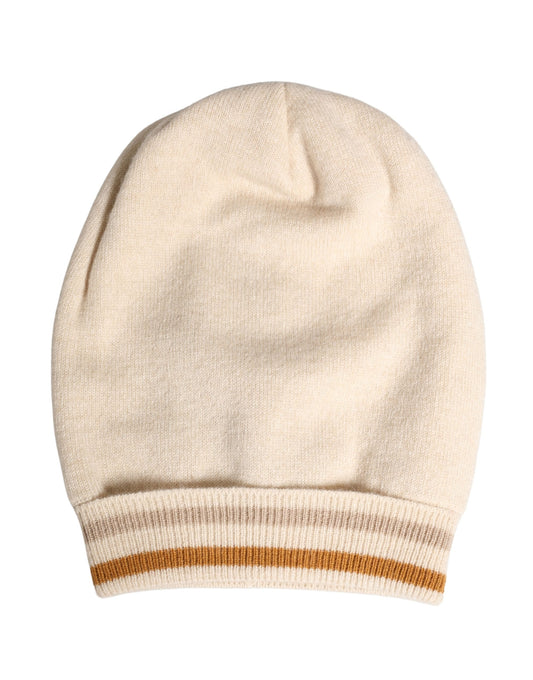 Dolce & Gabbana Beige Cashmere Knitted Women's Winter Beanie