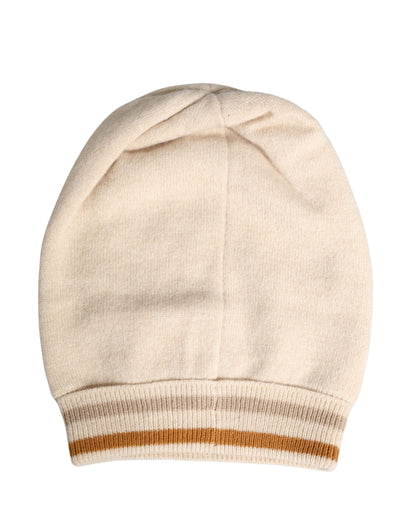 Dolce & Gabbana Beanie invernale da donna beige in cashmere lavorato a maglia