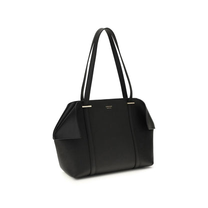 Ferragamo Schwarze Bos Taurus Kalbsleder Schultertasche