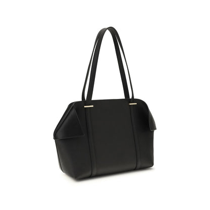 Ferragamo Schwarze Bos Taurus Kalbsleder Schultertasche