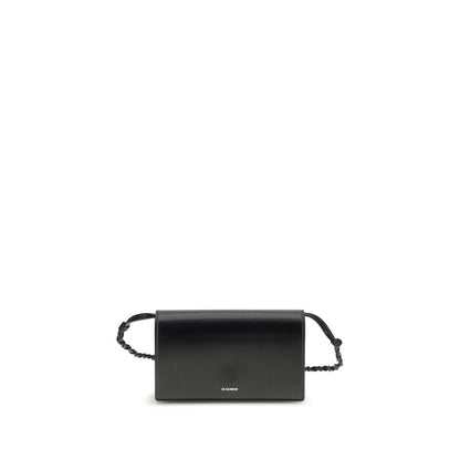 Jil Sander Schwarzes Kalbsleder Bos Taurus Portemonnaie