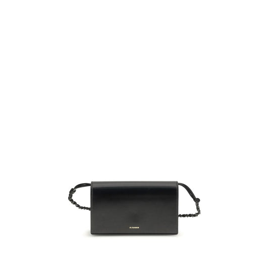Jil Sander Schwarzes Kalbsleder Bos Taurus Portemonnaie