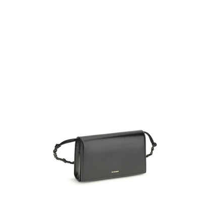 Jil Sander Schwarzes Kalbsleder Bos Taurus Portemonnaie