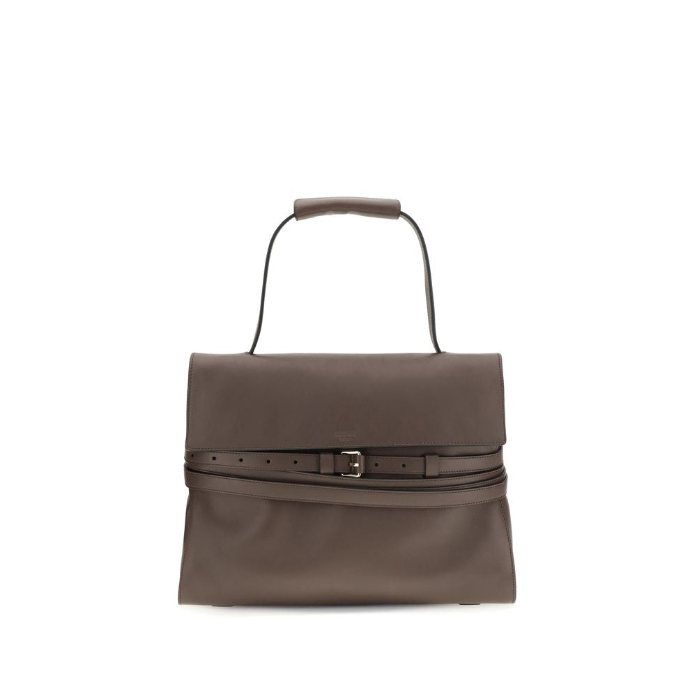 Moschino Braune Kalbsleder Bos Taurus Handtasche