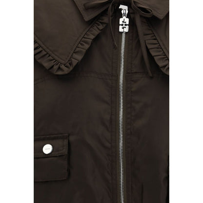 Ganni Zweifarbige Polyamid-Bomberjacke