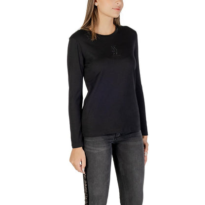 Armani Exchange Schwarzes Langarm-T-Shirt aus Baumwolle