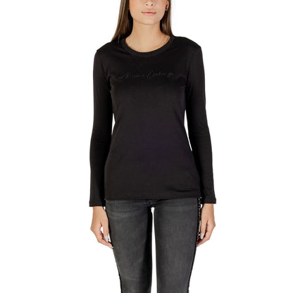 Armani Exchange Schwarzes Langarm-T-Shirt aus Baumwolle