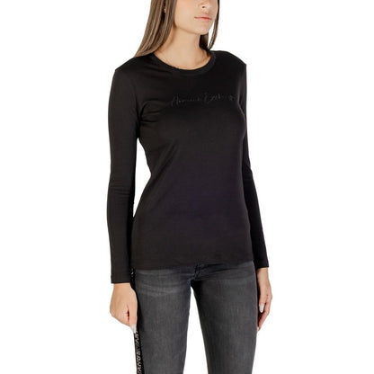 Armani Exchange Schwarzes Langarm-T-Shirt aus Baumwolle