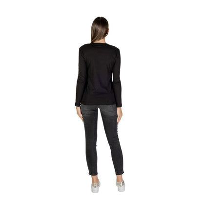 Armani Exchange Schwarzes Langarm-T-Shirt aus Baumwolle