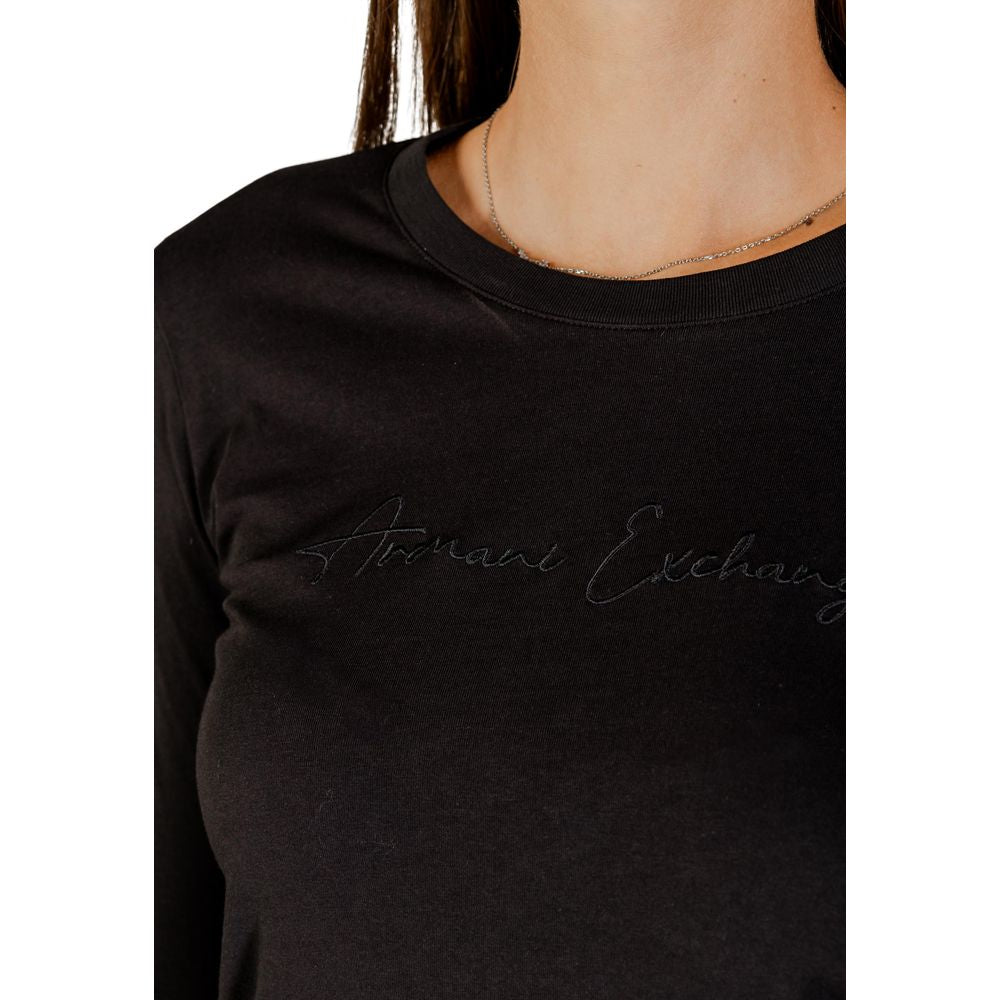 Armani Exchange Schwarzes Langarm-T-Shirt aus Baumwolle