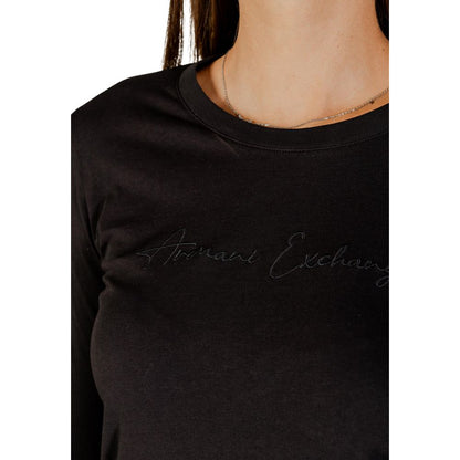 Armani Exchange Schwarzes Langarm-T-Shirt aus Baumwolle
