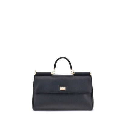 Dolce & Gabbana Schwarze Bos Taurus Kalbsleder Schultertasche