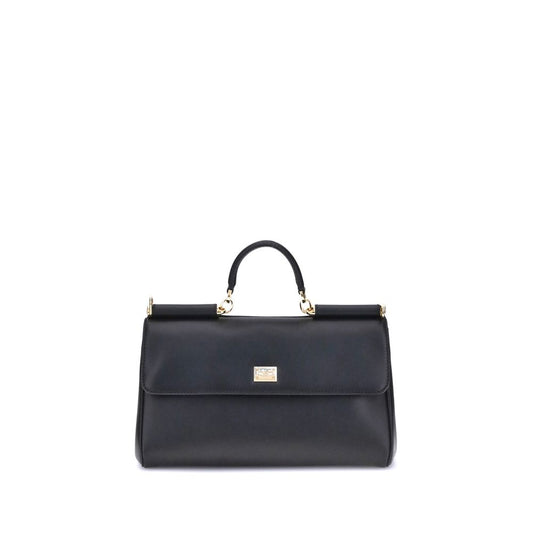 Dolce & Gabbana Schwarze Bos Taurus Kalbsleder Schultertasche