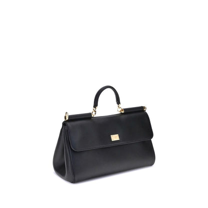 Dolce & Gabbana Schwarze Bos Taurus Kalbsleder Schultertasche