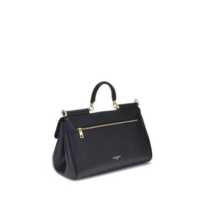 Dolce & Gabbana Schwarze Bos Taurus Kalbsleder Schultertasche