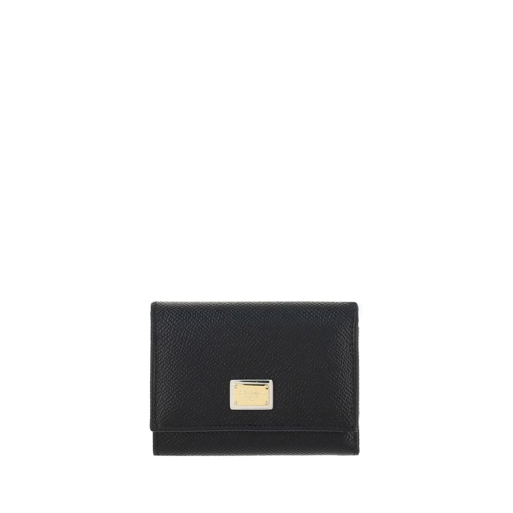 Dolce & Gabbana Schwarzes Kalbsleder Bos Taurus Portemonnaie