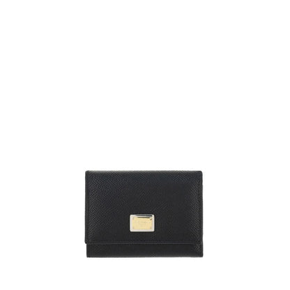 Dolce & Gabbana Schwarzes Kalbsleder Bos Taurus Portemonnaie