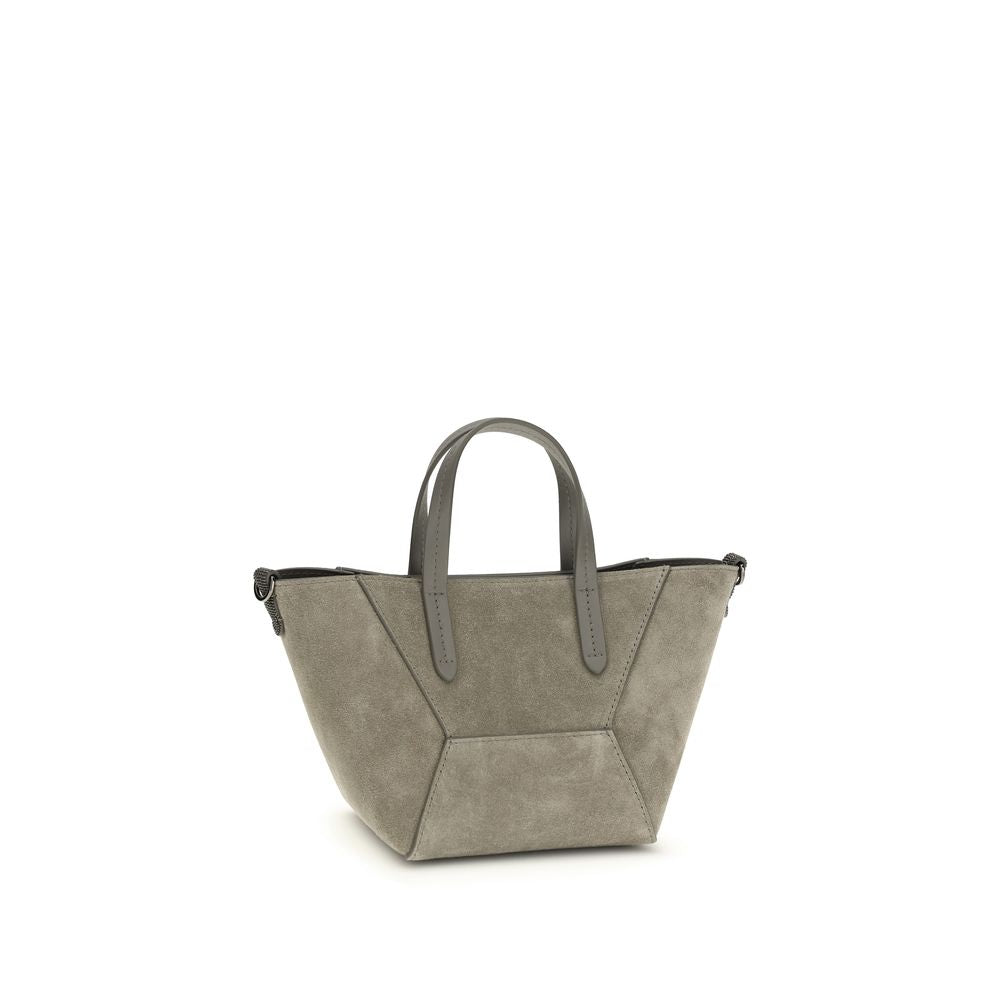 Brunello Cucinelli Braune Kalbsleder Bos Taurus Schultertasche